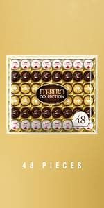 Ferrero Rocher Collection, Premium Gift Set, Hazelnut Milk Chocolate, Dark Chocolate and Coconut, 48 Count, 4.6 oz