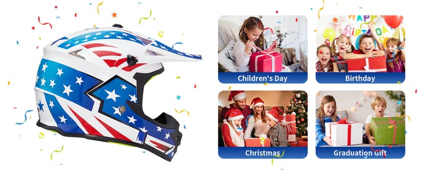 Youth Kids Dirt Bike Helmets Motocross Offroad ATV BMX MX Dirtbike Motorcycle Helmet J-01 with Goggles and Gloves DOT Approved