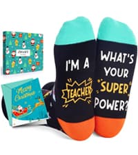 Book Lover Gifts - Funny Reading Teacher Socks for Readers Women Men With Greeting Card
