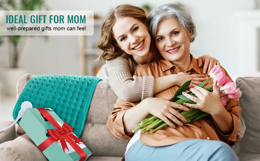 Electric Heating Pads for Back Neck Shoulder Pain Relief, Gifts for Women, Men, Mom, Dad, Christmas, Mothers Day, Fathers Day with Auto Shut Off & 6 Heat Settings, Moist Dry Heat Options