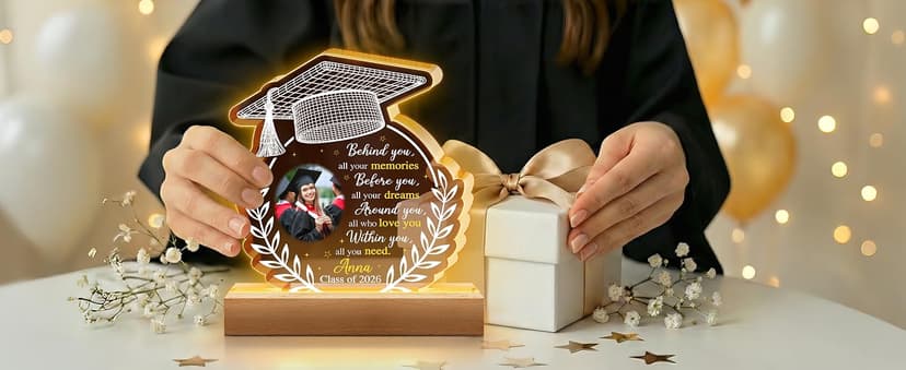Hyturtle Personalized Graduation Night Light - Custom Photo Light Up Acrylic Plaque Lamp for Women - Inspirational Senior 2026 Graduation Gifts Her Him - College Grad Gifts - Graduation Gifts B0F291WN3G