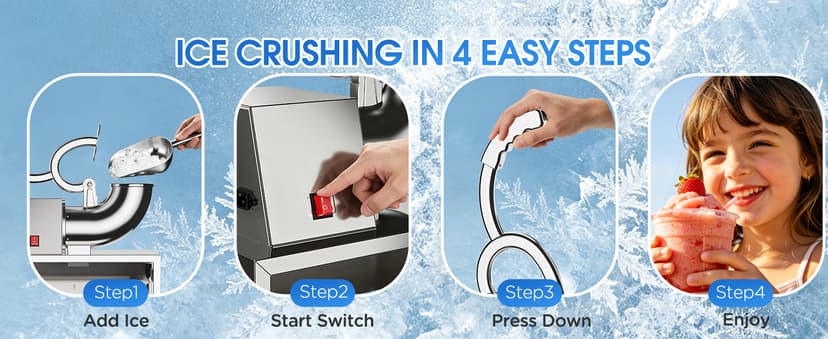 Commercial Snow Cone Machine, 440LB/H Professional shaved ice machine, 350W Electric Ice Crusher, Silver Stainless Steel, Fluffy Shave Ice Machines for Home, Parties, Dessert Shops & Bars