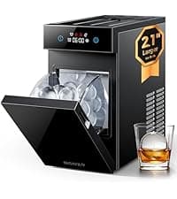 ecozy 2.4" Clear Ice Ball Maker Countertop with CrystalFlux Technology, Minimal Footprint Sphere Ice Maker with 8H Timer, 1 pcs in 40 Mins, 32 pcs/Day, Self-Cleaning for Home Bar Whiskey & Bourbon