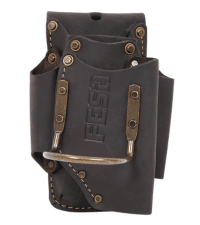 FESA Small Leather Tool Pouch - 5-in-1 Heavy Top Grain Leather Small Tool Pouch with a Steel Hammer Loop, 4 Pockets & Reinforced Heavy Duty Rivets - Fits Belts up to 3" - Handcrafted