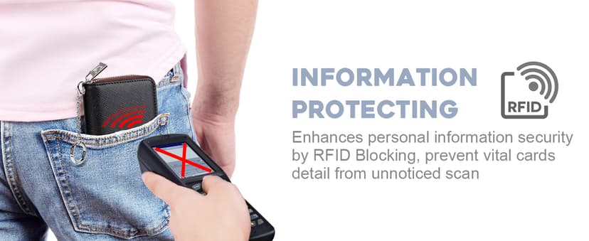 FurArt Zipper Wallet Women, RFID Blocking Credit Card Wallet, Business Card Holder, Compact Size KeyChain Wallet