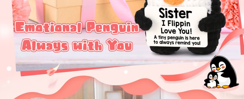 Christmas Birthday Gifts for Sister from Sisters, Handmade Crochet Penguin Sister Birthday Gift Ideas, Funny Sister Gifts for Women Girls, I Love You Sister Bestie Soul Sister Emotional Cute Decor