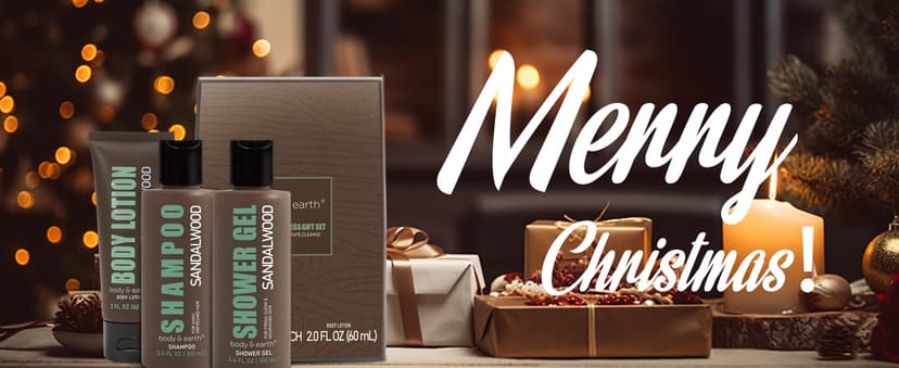 BODY & EARTH Men Gift Sets - 3PC Mens Gift Baskets Includes Sandalwood Shower Gel, Body Lotion, Shampoo, Mens Gift Basket as Birthday and Christmas Gifts for Men, Boyfriends and husbands