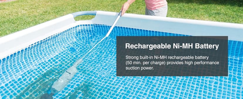 Intex Handheld Pool Vacuum Cleaner Rechargeable 94 Inch Telescoping Shaft and 2 Interchangeable Brush Heads for Above Ground Swimming Pool and Spa