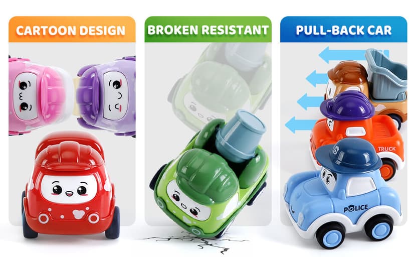 Mini Car Toys for 1 Year Old Boy Gifts, 12 Sets Pull-Back Trucks with Playmat/Storage Box for Toddlers Age 1-2, Baby Toys 12-18 Months, 1st Christmas Birthday Gifts for One Year Olds