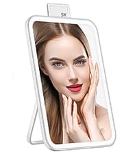 KOOKIN Lighted Vanity Makeup Mirror 16 Led Lights 180 Degree Rotation Lighted Mirror Touch Screen Adjusted Brightness Desk Mirrors USB Dual Supply Bathroom Beauty Cosmetic Mirrors (White)