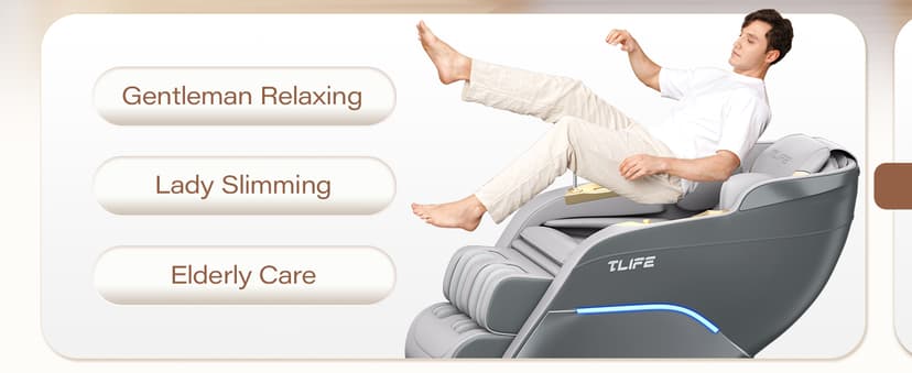 TLIFE Massage Chair Full Body, 160°Zero Gravity Recliner with Body Scan, 50" SL-Track Shiatsu Massage Chair, Fixed Point Massage, Foot Rollers, 12 Auto Modes, Deep Yoga Stretch, Heating, Grey