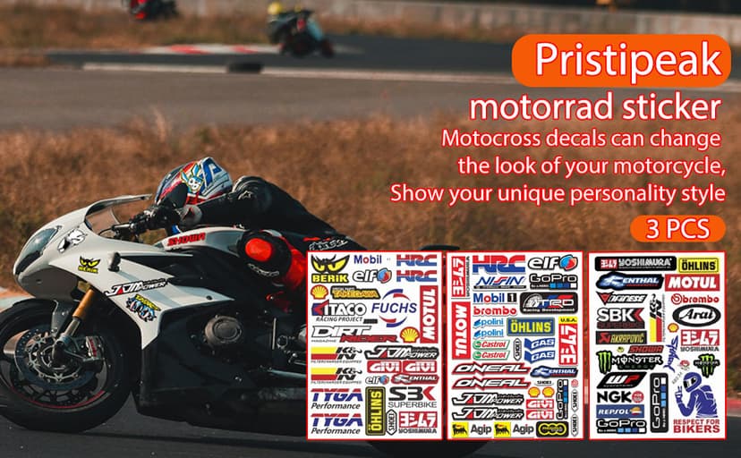3 Racing Sticker Motorcycle Decals Vinyl Stickers for Cars Dirt Bike Stickers Tool Box Stickers Suitable for Motorcycles,Cars,Racing Vehicles,Helmets,etc