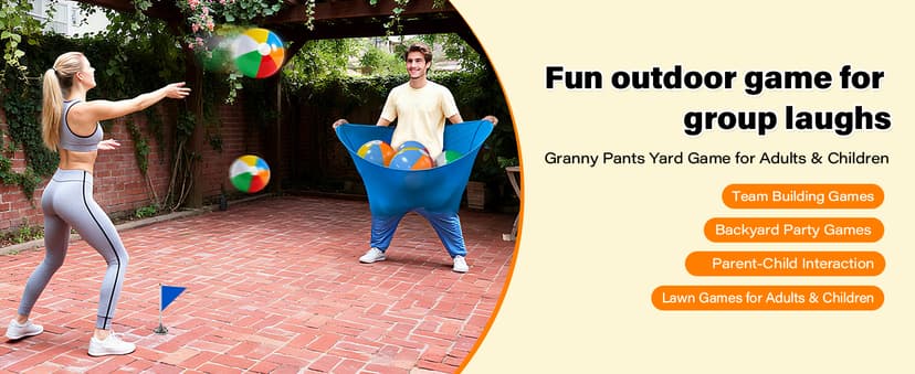Granny Pants Yard Game for Adults (40 in * 31.5 in),2Pcs Granny Pants Outdoor Games with 10 Bouncy Balls,2 Pumps & Flags, Granny Pants Game for Family Carnival Party Reunion Gathering(Large)
