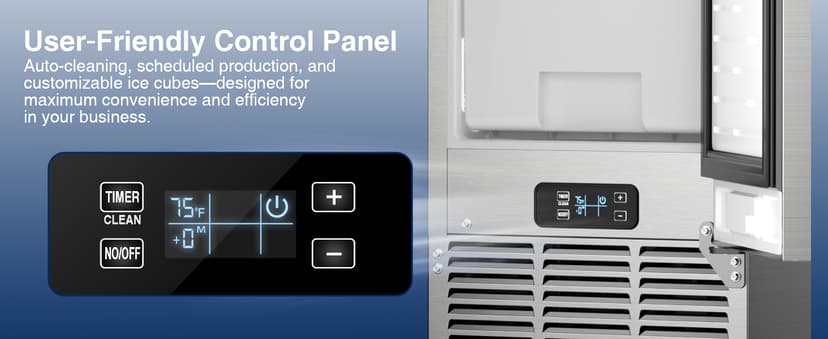 Mojgar Under Counter Ice Maker Machine - 90Lbs/24H, 35Lbs Storage Bin, Freestanding & Bulit-in Commercial Ice Maker | Self-Cleaning | Reversible Door | Commercial Ice Machine | Full Stainless Steel
