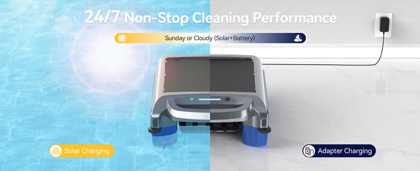 2026 New V1T Solar Pool Skimmer, Robotic Pool Surface Skimmer Cleaner with App Control, 7L Large Basket 24/7 Cleaning Smart Obstacle Avoidance Dual Charging Options Ideal for Above Ground Pool