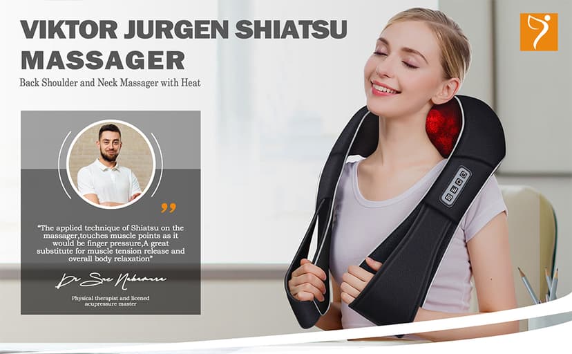 VIKTOR JURGEN Christmas Gifts for Women & Men, Shiatsu Neck and Shoulder Massager with Heat Deep Tissue Kneading Sports Recovery Massagers for Back, Foot, Relaxation Gifts for Wife, Husband, Him, Her