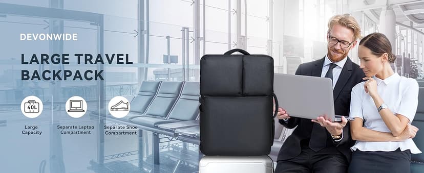 Extra Large 50L Travel Backpack Carry On Flight Approved, Luggage Backpack with Shoes Pouch, Suitcase Backpacks With 3 Packing Cubes, Personal Item Travel Bag, Black