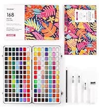 High Pigment Paints, Blendable Colors, Portable Travel Case, Painting, Sketching, Illustration, Beginner And Hobby Artists Grabie 50 Color Watercolor Paint Set with Brush Pens B0BJPQ3TKS