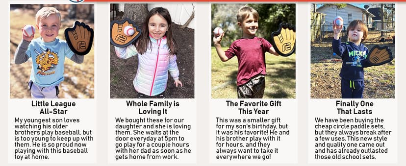 Toss and Catch Ball Game Set - Easy to Use Sticky Balls & Beginner Baseball Training Glove - Premium Toy Paddle Fits All Hand Sizes From Toddlers to Teens & Adults - Fun Gift Idea for Boys and Girls