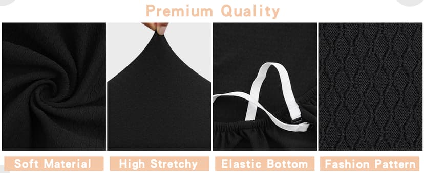 Smiry Stretch Jacquard Office Computer Chair Seat Covers, Removable Washable Anti-dust Desk Chair Seat Cushion Protectors - Black