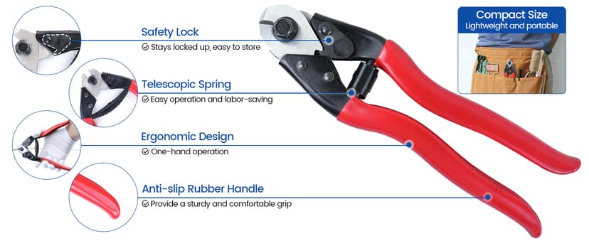 Cut up to 5/32"(4mm) Wire Ropes and Cables, For Cable Railing & Bicycle Brake Repair & Other DIY Projects, Neatly Cutting Muzata Cable Cutter for Cutting up to 5/32" Wire Ropes and Cables CR12 B06XCX2LL7