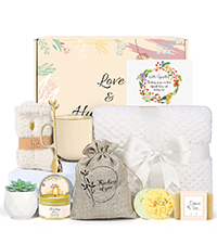 Gifts for Women, Get Well Soon Gifts for Women, Sympathy Care Baskets, Thinking of You Care Package, Self Care Gifts, After Surgery Feel Better Gifts Blanket (Khaki) B0CQ4N6YN6