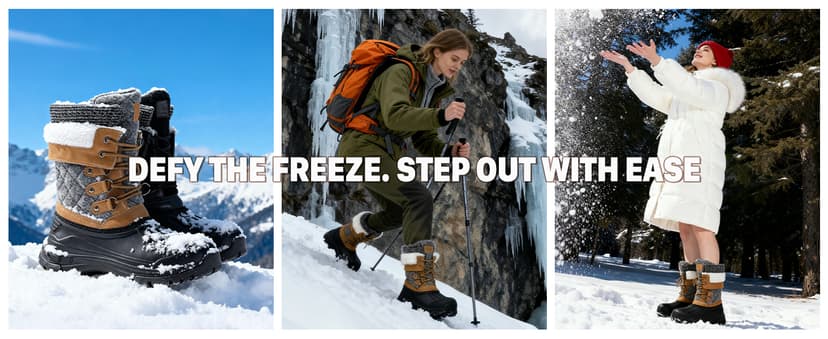 DOBOLIN Womens Winter Snow Boots Duck Waterproof Boots for Women Warm Cozy Mid Calf Booties for Cold Weather