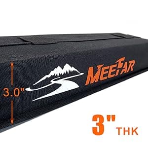 MeeFar Universal Car Soft Roof Rack Pads Luggage Carrier System for Kayak Surfboard SUP Canoe Include 2 Heavy Duty Tie Down Straps, 4 Tie Down Rope, 4 Quick Loop Strap and Storage Bag