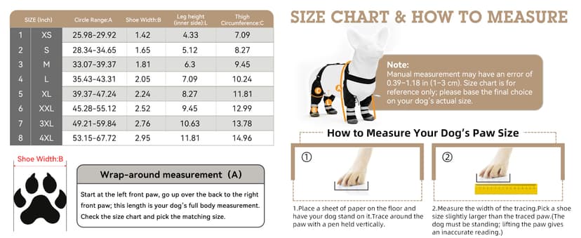 YAQUHO Upgraded Dog Suspender Boots, Suspender Boots for Large Dogs, Waterproof Dog Rain Boot, Anti-Slip Winter Snow Dog Shoes Leggings, Adjustable Paws Protector for Outdoor Dogs Walking Hiking (L)