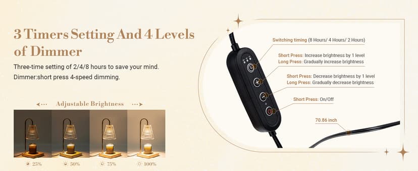 Candle Warmer Lamp with Timer Dimmer, Birthday Gifts for Mom Women Friend Sister, House Warming Gifts, Vintage Clear Wax Melt Warmer, Fall Decorations Office Apartment Dorm Room Home Decor