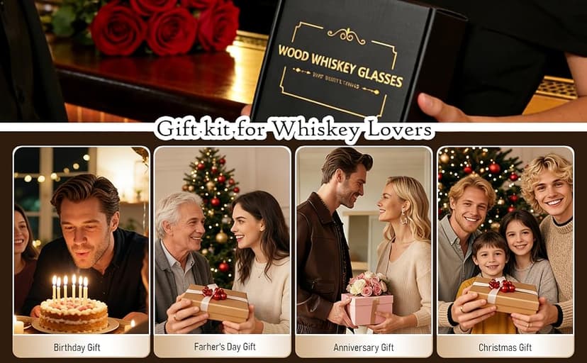 Birthday Gifts for Men Dad Husband Whiskey Glass Anniversary Groomsmen Gift, Whiskey Bourbon Gifts for Men Brother Grandpa Personalized Charred Wooden Bourbon Glass(J) B0GSFFTSFQ