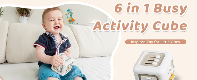 Learning Fine Motor Skills, Toys for 1 Year Old Boy, 6 9 12 Months Baby Shower Gifts SOCBTNSO Montessori Busy Cube Travel Toy, Stocking Stuffers for Toddlers B0CFZTK174