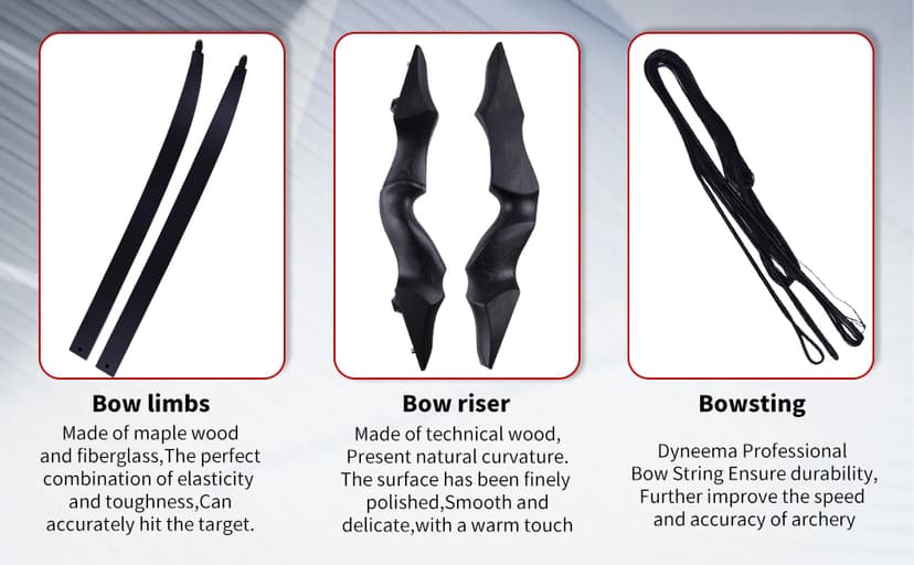 Black Hunter Recurve Bow 60" Right-Handed Bow Ergonomically Designed for Comfortable Grip Suitable for Beginners and Longbow Enthusiasts to Train Or Hunt