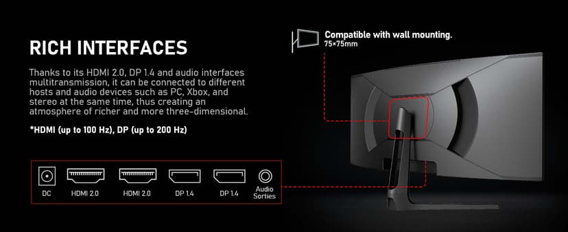 Gawfolk 34 Inch Ultrawide Curved 200Hz Gaming Computer Monitor,1500R PC Screen 21:9 UWQHD (3440x1440),120% sRGB,Adaptive Sync,Built-in Speaker,Display Port、HDMI,Compatible with Wall mounting -Black