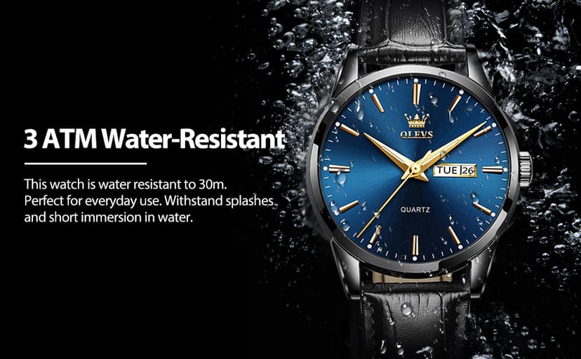 QBAIZI Men's Casual Leather Watch, Easy to Read Three-Hand Analog Stainless Steel Watches for Men, Minimalist Day Date Waterproof Luminous Mens Quartz Wristwatch