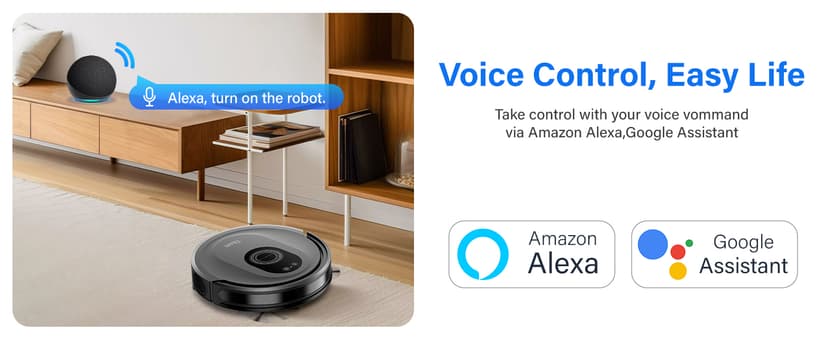 Tikom Robot Vacuum and Mop Combo, 5000Pa Robotic Vacuum Cleaner, 150 Min Max, App & Remote Control, Ideal for Hard Floor, Carpet, Pet Hair, Self-Charge(G8000 Max)