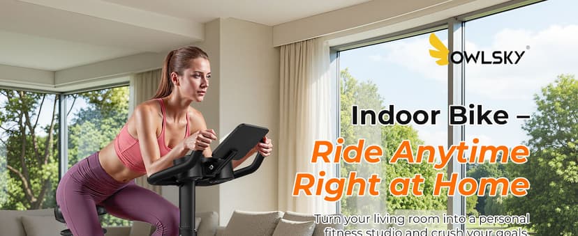 OWLSKY Exercise Bike with APP, Magnetic Resistance Indoor Cycling Bike, 300 lbs Capacity Quiet Stationary Bike for Home Gym Cardio Workout