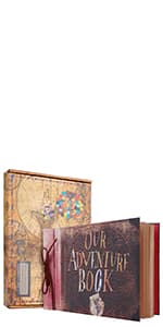 JIMBON Our Adventure Book Scrapbook Photo Album Retro Style Embossed Letter Cover Travel Diary Journal Scrap Book Kit For Couples,Memory Book For Anniversary Wedding