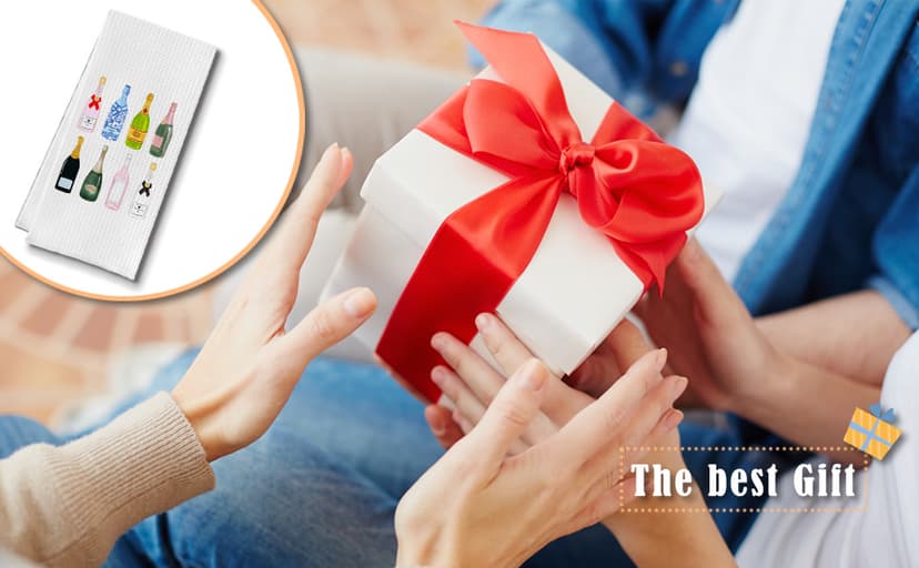 Christmas Wine Kitchen Towels - Hand, Dish, and Tea Towels for Wine Lovers - Funny Gift for Women - 16 X 24