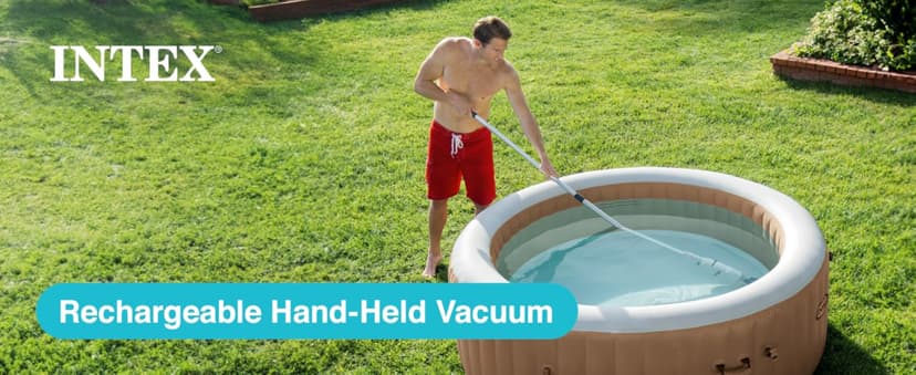 Intex Handheld Pool Vacuum Cleaner Rechargeable 94 Inch Telescoping Shaft and 2 Interchangeable Brush Heads for Above Ground Swimming Pool and Spa