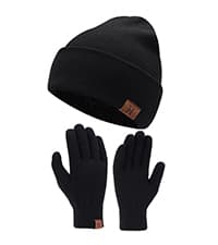 Winter Beanie Hat Scarf Touchscreen Gloves Set for Men and Women, Beanie Gloves Neck Warmer Set with Warm Knit Fleece Lined