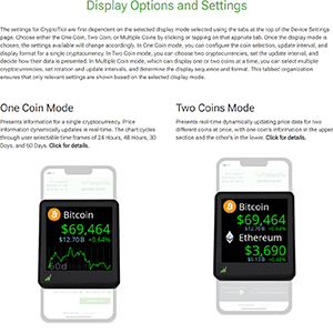 Bitcoin Ticker - Real-Time Crypto Price Display (1.54" Diagonal) for Top 1,000 Coins Like Bitcoin, Ethereum, Dogecoin, and 997 more. Compact Size, Ideal for Desk or Nightstand. Uses Wi-Fi.
