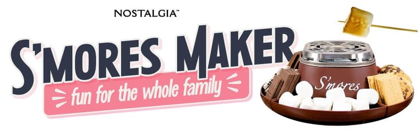 Nostalgia Tabletop Indoor Electric S'mores Maker - Smores Kit With Marshmallow Roasting Sticks and 4 Trays for Graham Crackers, Chocolate, and Marshmallows - Movie Night Supplies - Brown