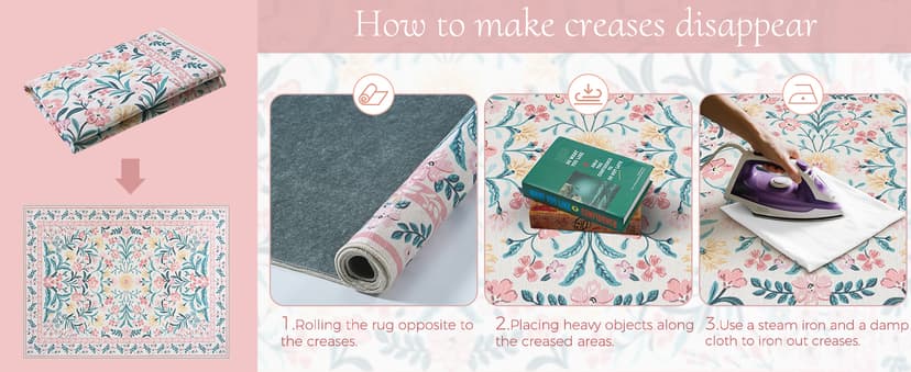 Anidaroel 36"x48" Office Chair Mat for Hardwood Floor, Boho Floral Floor Mat for Office Chair, Anti-Slip Desk Rug for Office, Low Pile Desk Chair Mats for Hardwood, Blush Pink Small Office Rug