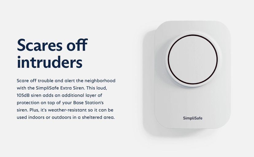 SimpliSafe 105dB Auxiliary Siren - Compatible with Gen 3 Home Security System