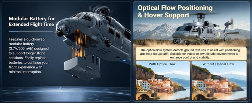 RC Helicopter with Camera, Drone, Remote Control Helicopter for Adults, 8K Aerial Photography, Altitude Hold, LED Lights, Ready to Fly for Gift