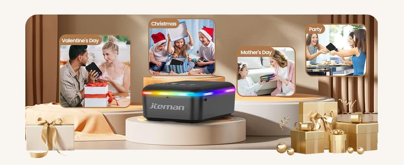 JTEMAN Gifts for Men Women,Cell Phone Stand with Bluetooth Speaker,LED Light,and Lanyard,Cool Tech Gadgets,Unique Birthday Gifts for Men Husband Mom Dad