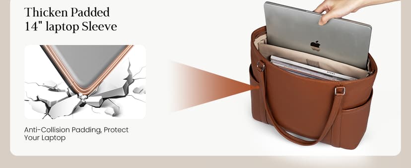 befen Genuine Leather Laptop Tote Bag for Women, Womens 15 Inch Computer Bags Work Totes Purse Shoulder Purses Handbags