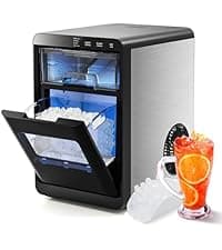 ARLIME Ice Maker with Water Dispenser, 2 in 1 Countertop Ice Maker with 5 lbs Storage Basket, 2 Ways to Add Water, 48 Pounds in 24 Hours, Water Cooler for 5 Gallon Bottle, Perfect for Home Office