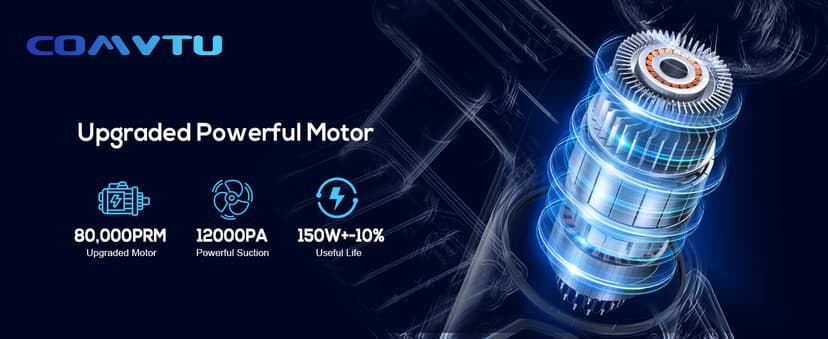 Comvtu Cordless Vacuum Cleaner for Home, 80,000PRM Powerful 4 in 1 Lightweight Stick Vacuum with 2 Adjustable Suctions, Max 40 Mins Runtime, 2600mAh Rechargeable Vacuum Cleaners (Red Hibiscus)